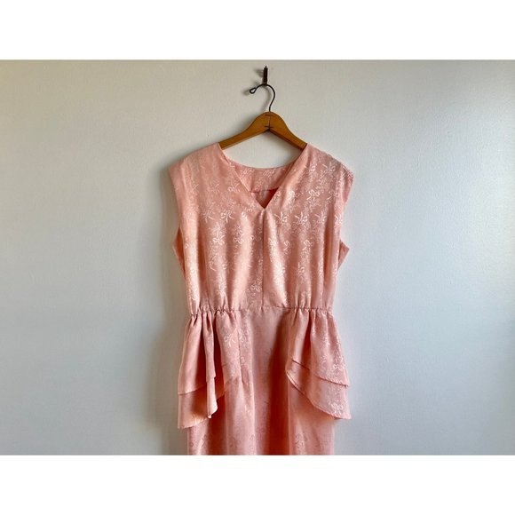 80s vintage jacquard princess dress satin 1980s - Picture 3 of 6